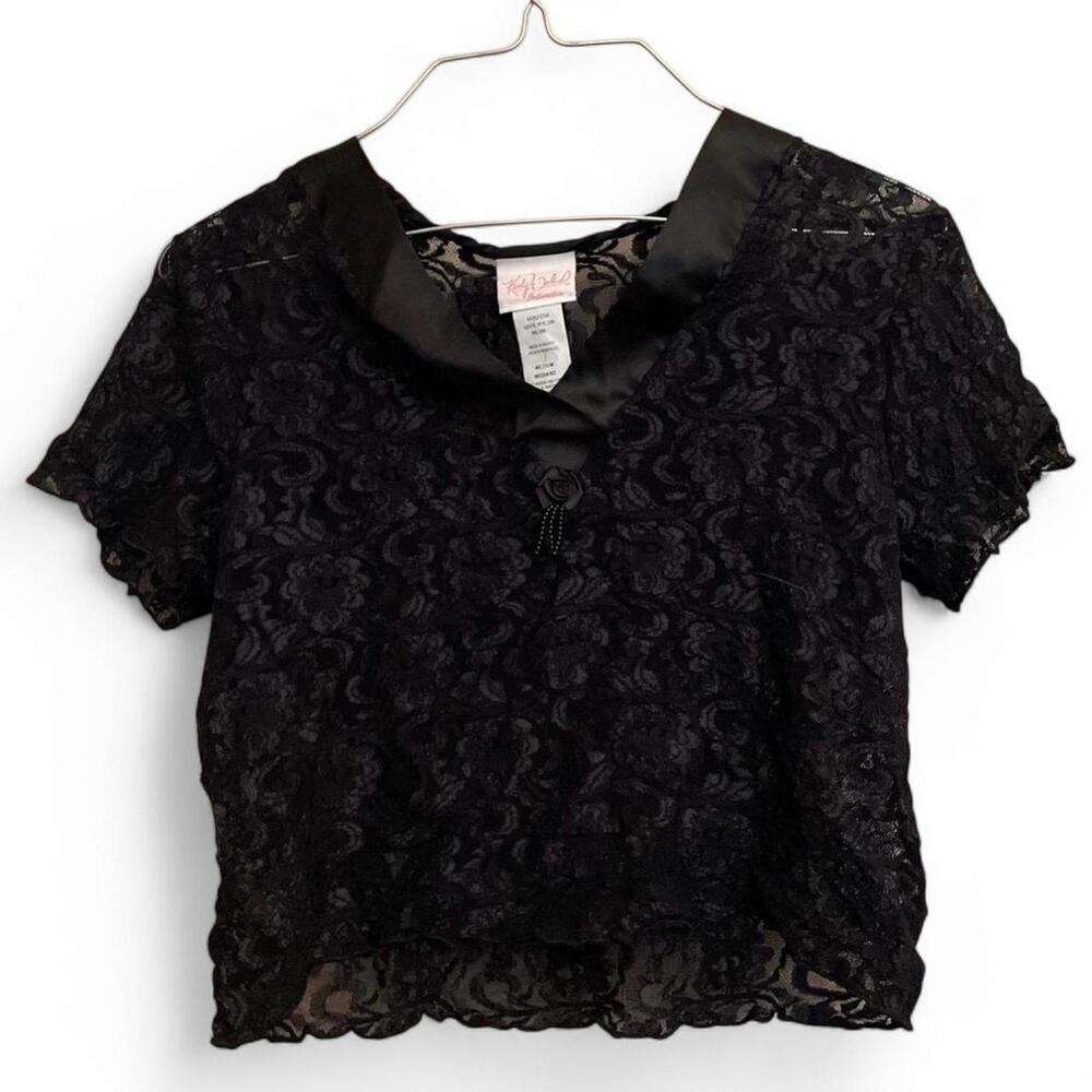 Black lace top bows and beads